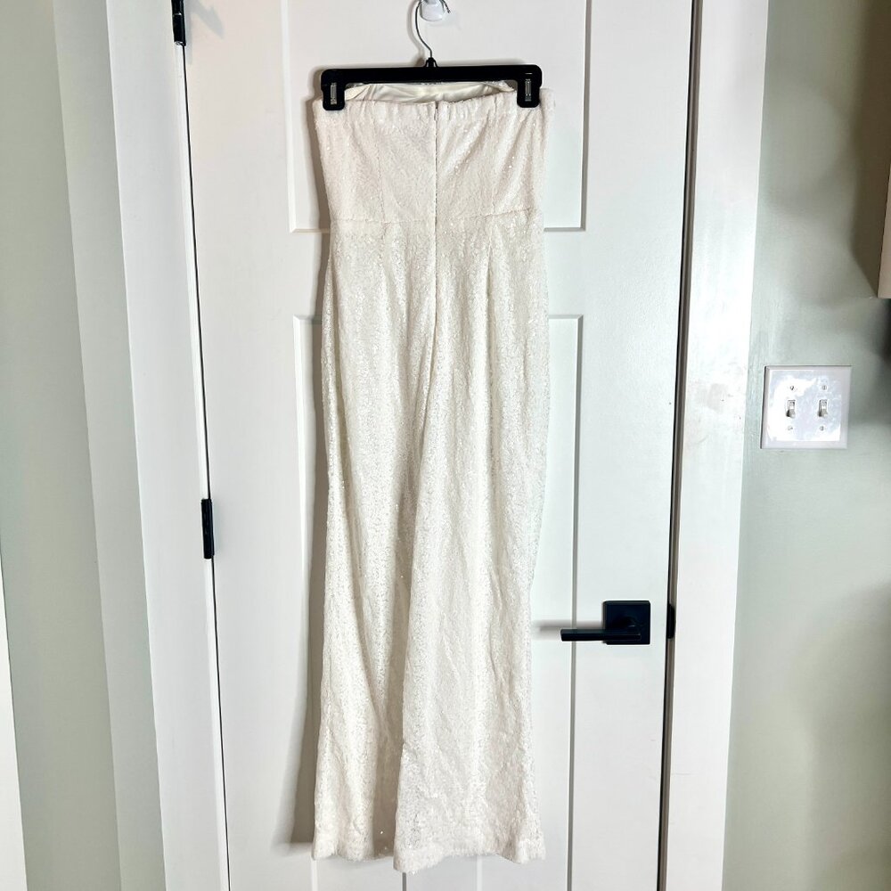 Lulus Like A Diamond White Sequin Strapless Jumpsuit Bridal Bride Bachelorette - Picture 6 of 10